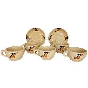 VTG 30s 40s McNicol Roloc China Moderne 2 Diner Style Coffee Cup & Saucer Set